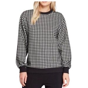 Who What Wear Small Houndstooth Crew Sweater